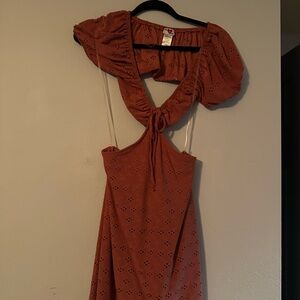Rust Eyelet Dress